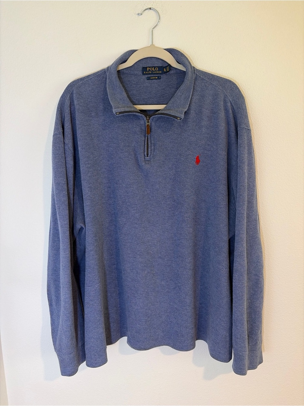 Polo Ralph Lauren Estate Rib 1/4 Zip Pullover Sweater Men XL Blue Preppy Classic